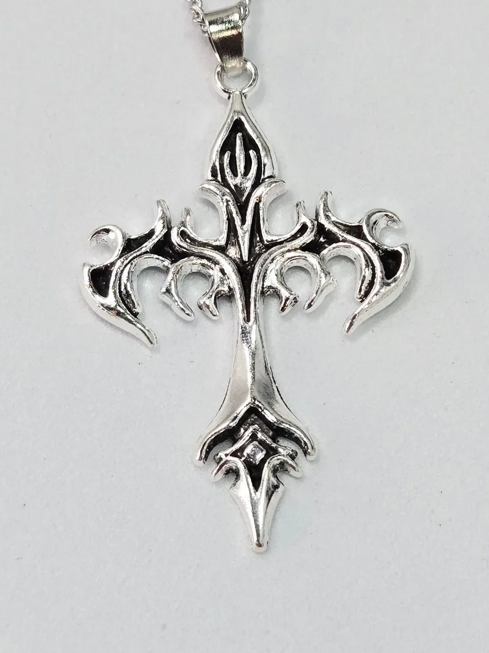 Sacina Gothic Fire Cross Necklace Stainless Steel Flaming Cross Pendant Y2K Punk